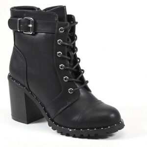 DIBA LONDON ALLA BOUT BLACK HEELED COMBAT BOOT size 7.5